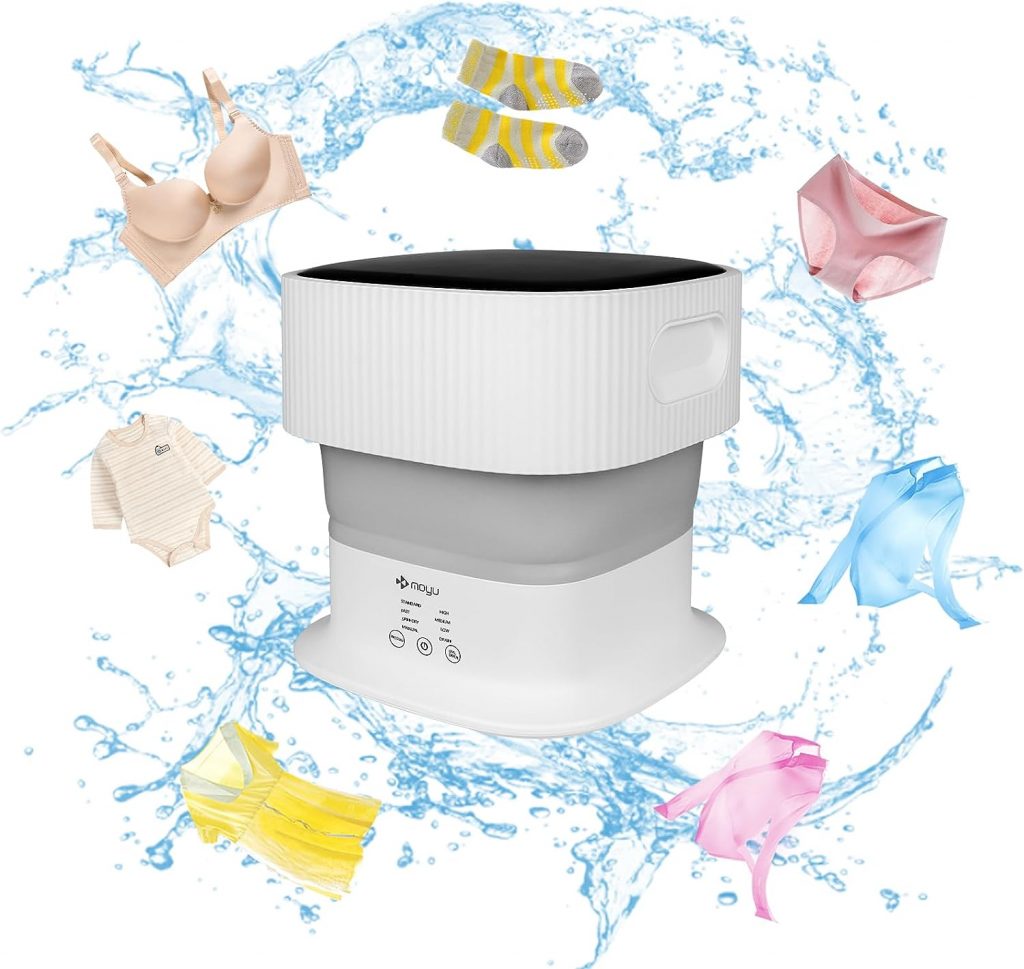 2023 New Portable Washing Machine Automatic Foldable Mini Washing Machine with Blue Light for Washing Baby Clothes Underwear Socks, Mini washer suitable for Apartment Travel Camping RV Laundry