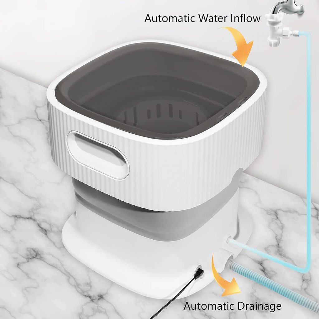 2023 New Portable Washing Machine Automatic Foldable Mini Washing Machine with Blue Light for Washing Baby Clothes Underwear Socks, Mini washer suitable for Apartment Travel Camping RV Laundry