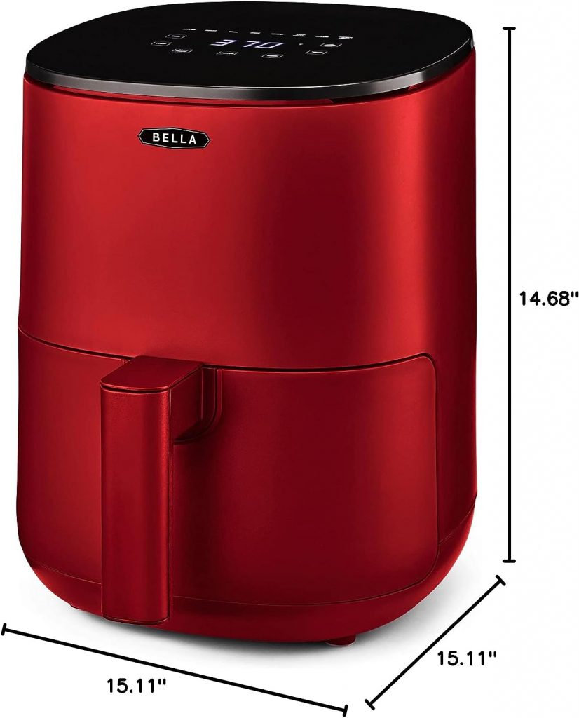 BELLA 2.9QT Touchscreen Air Fryer Oven and 5-in-1 Multicooker with Removable NonstickDishwasher Safe Crisping Tray and Basket, 1400 Watt Heating System, Matte Red
