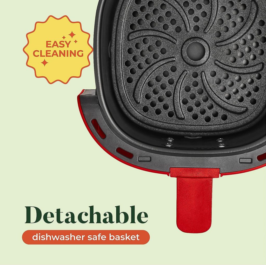BELLA 2.9QT Touchscreen Air Fryer Oven and 5-in-1 Multicooker with Removable NonstickDishwasher Safe Crisping Tray and Basket, 1400 Watt Heating System, Matte Red