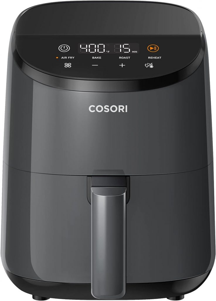 COSORI Small Air Fryer Oven 2.1 Qt, 4-in-1 Mini Airfryer, Bake, Roast, Reheat, Space-saving  Low-noise, Nonstick and Dishwasher Safe Basket, 30 In-App Recipes, Sticker with 6 Reference Guides, Gray