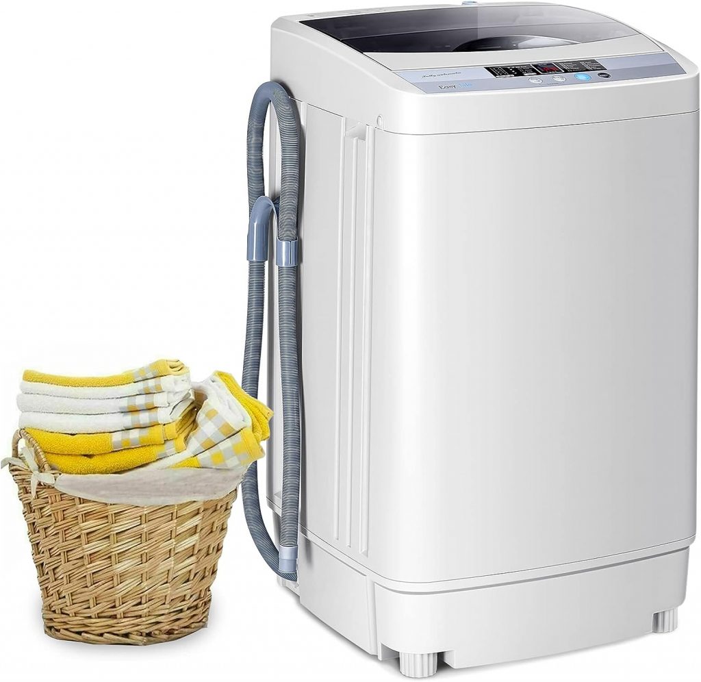 COSTWAY Portable Washing Machine, 9.92Lbs Capacity Full-automatic Washer with 10 Wash Programs, LED Display, 8 Water Levels, Compact Laundry Washer and Dryer Combo for Home, Apartment, Dorm, RVs