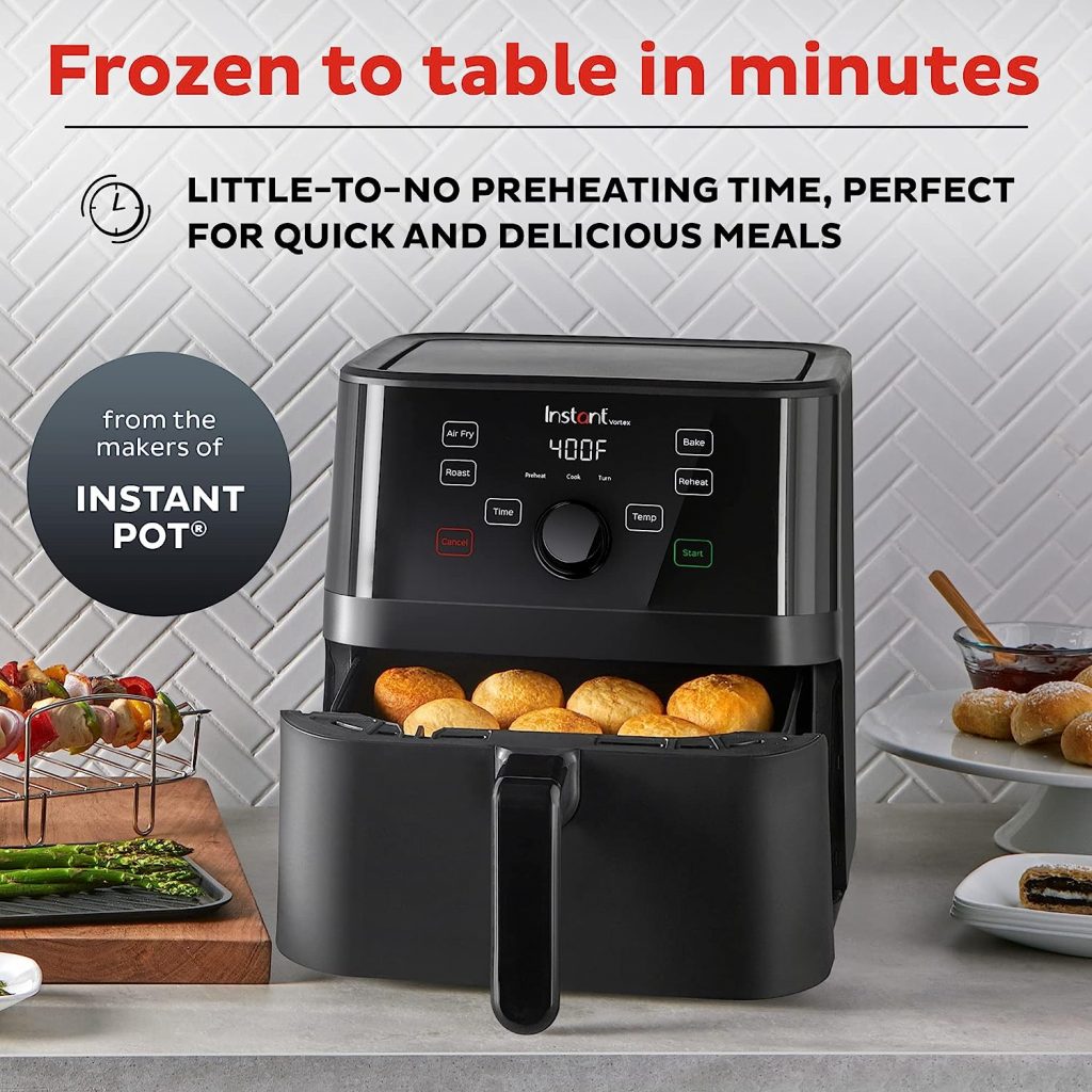 Instant Vortex 5.7QT Air Fryer Oven Combo, From the Makers of Instant Pot, Customizable Smart Cooking Programs, Digital Touchscreen, Nonstick and Dishwasher-Safe Basket, App with over 100 Recipes