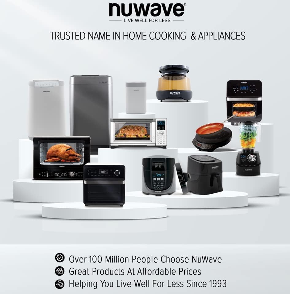 Nuwave Brio 7-in-1 Air Fryer, 7.25-Qt with One-Touch Digital Controls, 50°- 400°F Temperature Controls in 5° Increments, Linear Thermal (Linear T) for Perfect Results, Black