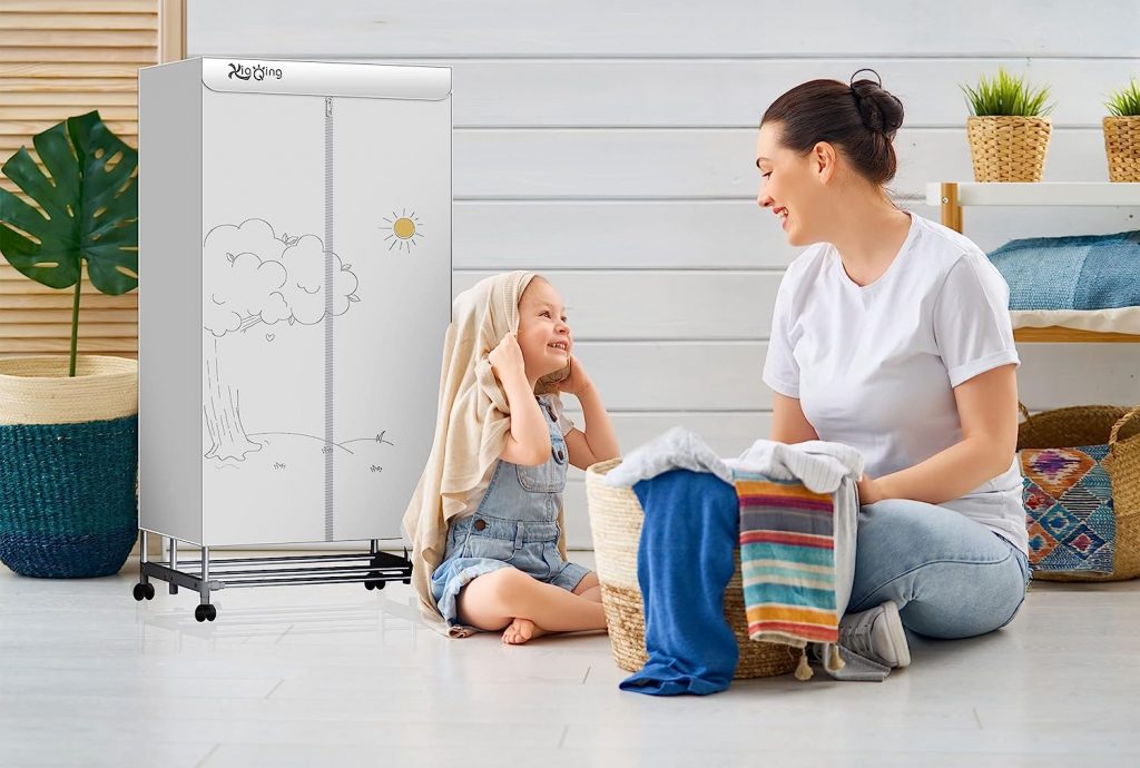 Portable Dryer, New Lock Tube Clothes Dryer, 1000W Electric Dryer, Double-layer Foldable Portable Dryer for Apartments