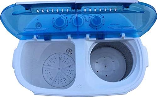 Portable Twin Tub Mini Washing Machine w/Spin and Dryer Function, Compact Design for College Dorms, Apartment, RV’s. Mini laundry Barrel Washer for Baby Clothes, Underwear, Delicates and More-Blue