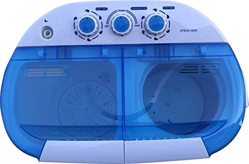 Portable Twin Tub Mini Washing Machine w/Spin and Dryer Function, Compact Design for College Dorms, Apartment, RV’s. Mini laundry Barrel Washer for Baby Clothes, Underwear, Delicates and More-Blue