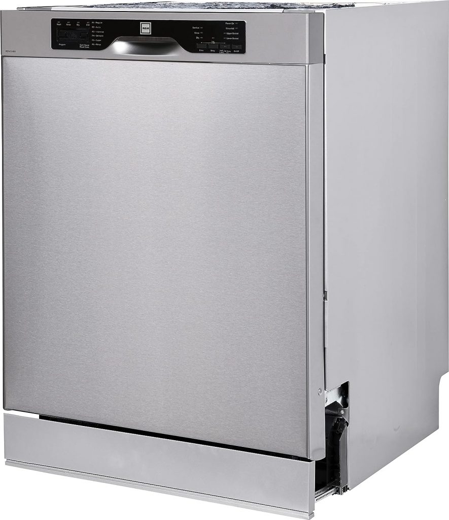 RCA RZ0842 Front Control-Built in FULLSIZE Dishwasher, 57 DBA, Stainless Steel, 24” WIDE, Stainless