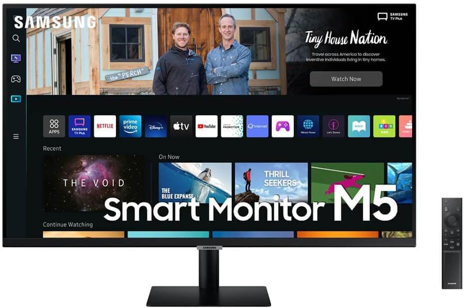 SAMSUNG 32 M50B Series FHD Smart Monitor w/Streaming TV, 4ms, 60Hz, HDMI, HDR10, Watch Netflix, YouTube and More, Slimfit Camera, IoT Hub, Mobile Connectivity, 2022, LS32BM502ENXGO, Black (Renewed)