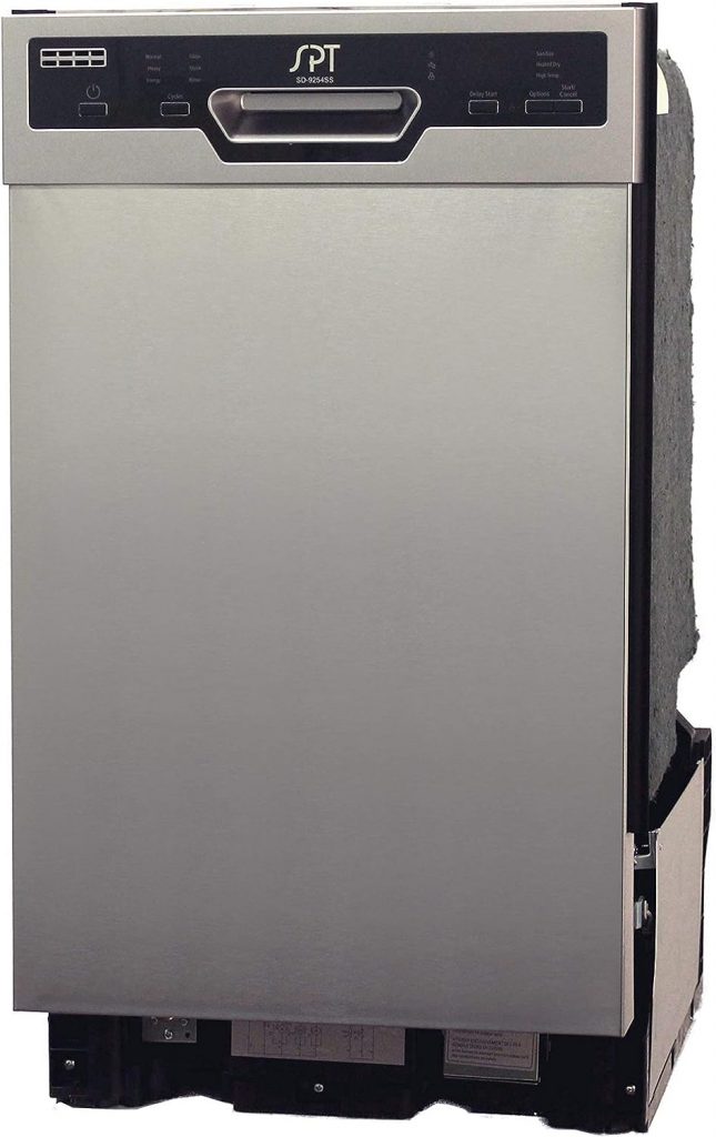 SPT SD-9254SS 18″ Wide Built-In Dishwasher w/Heated Drying, ENERGY STAR, 6 Wash Programs, 8 Place Settings and Stainless Steel Tub – Stainless