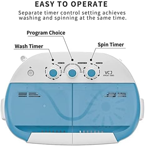 VCJ Portable Washing Machine, Twin Tub Washing Machine Laundry Compact Washer spinner Combo with 14lbs capacity, 9Lbs Washer and 5Lbs Spinner dryer for Apartments RVs and Dorms