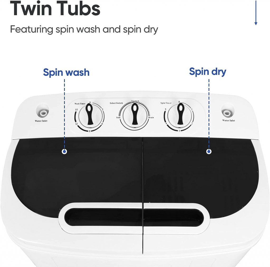 ZENY Portable Clothes Washing Machine Mini Twin Tub Washing Machine 13lbs Capacity with Spin Dryer,Compact Washer and Dryer Combo Lightweight Small Laundry Washer for Home,Apartments, Dorm Rooms,RV